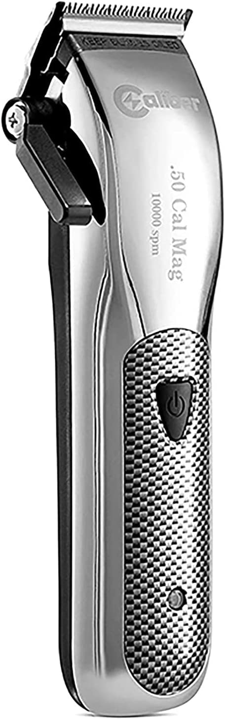 Caliber .50 Cal Clipper - Professional Barber Cordless Clipper - Rapid Charge Smart Lithium Battery - Rust-Free Sharp Hair Cutting Blade - Grooming Hair Clippers for Men - Chrome