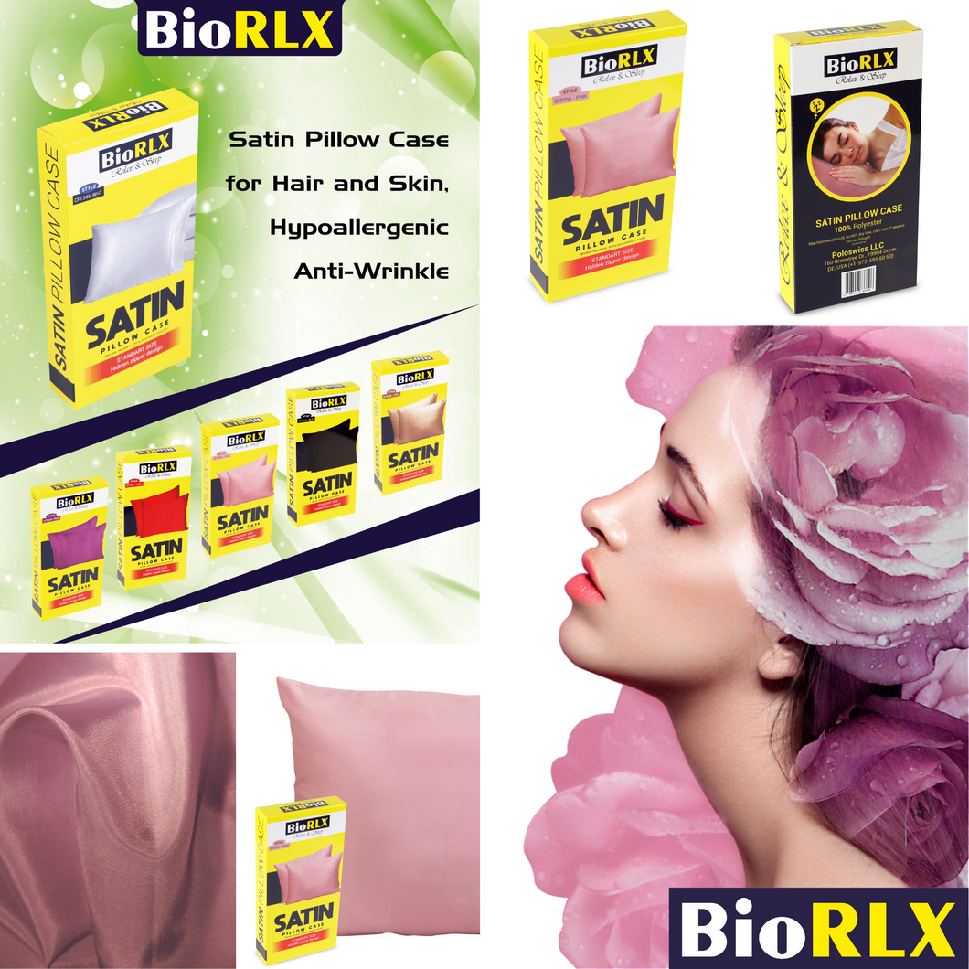 Click to open expanded view BioRLX Satin Pillow Case for Hair & Facial Skin to Prevent Wrinkles Hidden Zipper 1 Piece Pink