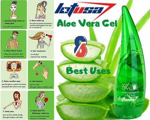 LotUSA 99% Purity Aloe Vera Gel for Face, Body and Hair & Soothing, Moisture, Sun Burns, Anti Wrinkle, Anti Aging, Rashes, Razor Bumps, Dry Skin, After Sun (250 ml (8.5 fl oz))