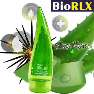 BioRLX  99% Purity  Aloe Vera  Gel with Collagen and Hyarulonic Acid for Face, Body and Hair & Soothing, Moisture, Sun Burns, Anti Wrinkle, Anti Aging, Rashes, Razor Bumps, Dry Skin 2.7 oz.