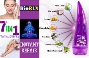 BioRLX 7 in 1 Herbal Total Effects  Aloe Vera, Calendula, Arnica, Horse Chestnut, Green Tea, Coconut Oil and Tea Tree Oil Gel 8.5 oz