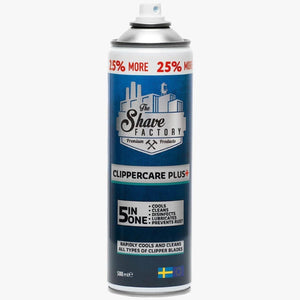 THE SHAVE FACTORY 5-in-1 Clippercare Plus | Disinfectant Spray for Hair Clipper Machines - 16.90 Fl. Oz (500ml)