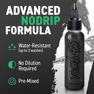 Tomb 45 NO DRIP Enhancement Color (Onyx Black) | Hair Enhancer For Beard & Lineup | Water Resistant Hairline Filler Spray