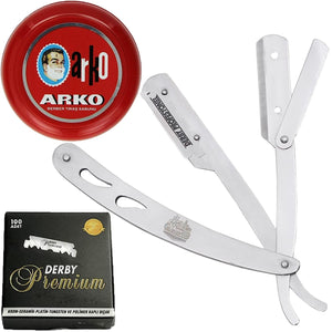 The Shave Factory Straight Edge Razor Kit - Straight Edge Razor, Arko Shaving Soap and Single Edge Razor