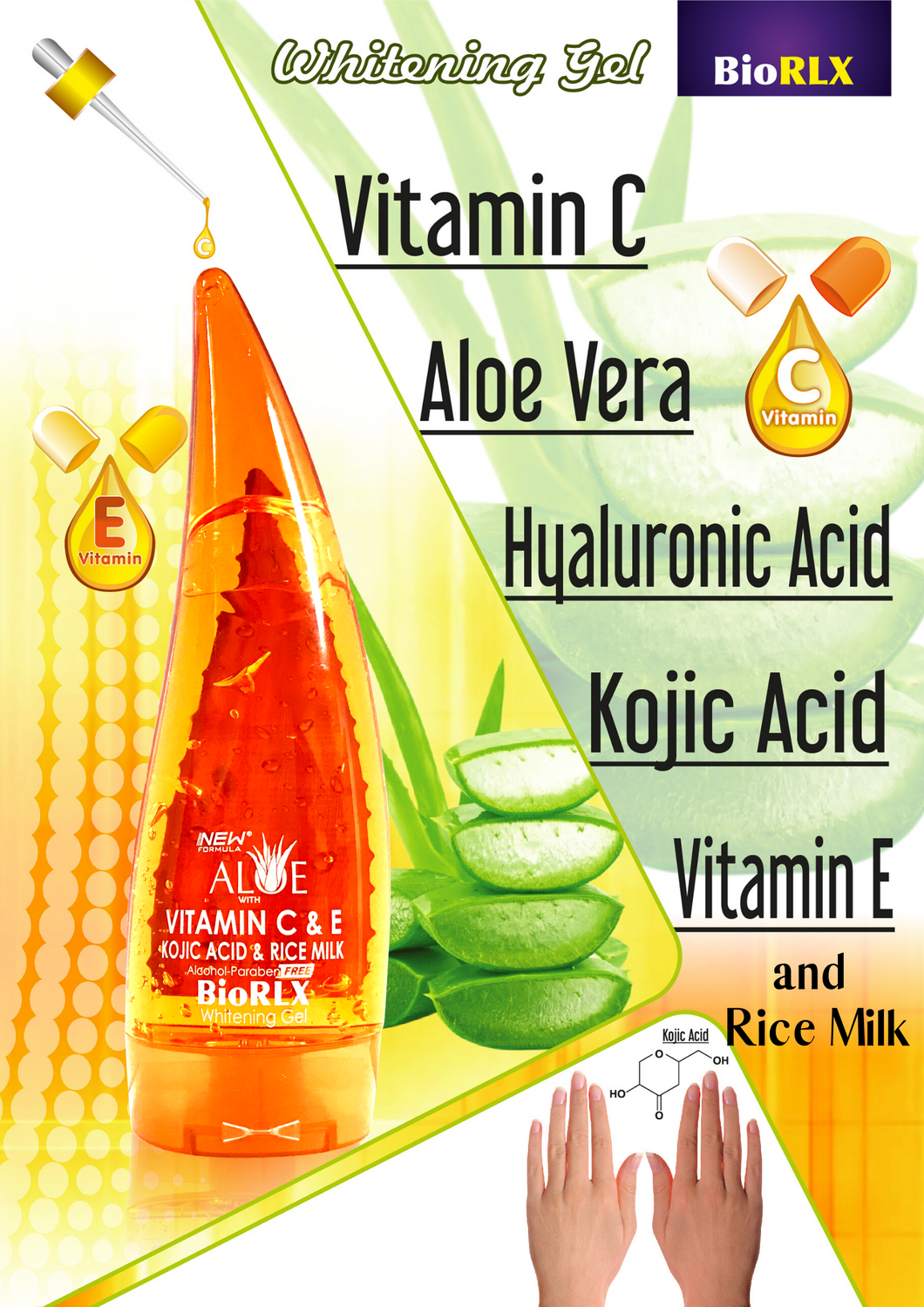 BioRLX Aloe Vera, Vitamin C, Kojic Acid and Rice Milk Gel 250ml